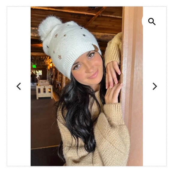 NWT C.C Pom Pom Tan Hat With Stars - Picture 8 of 8